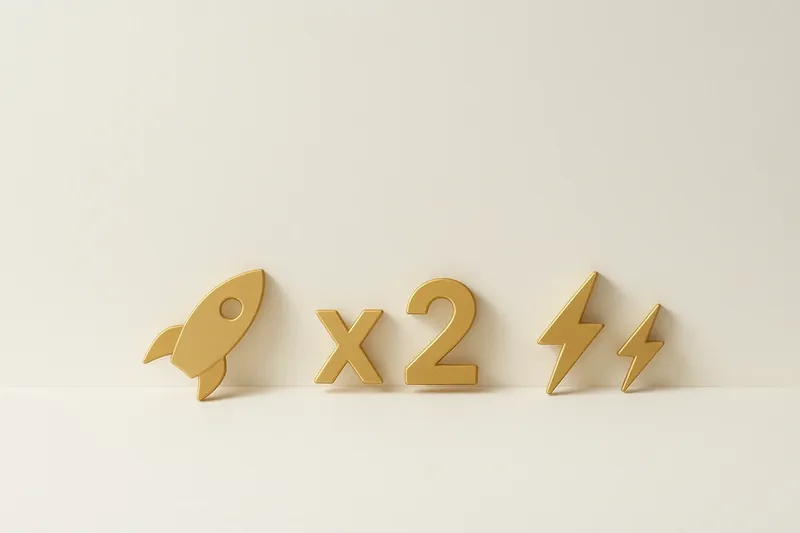 Gold and white instant game icons with rocket and lightning symbols